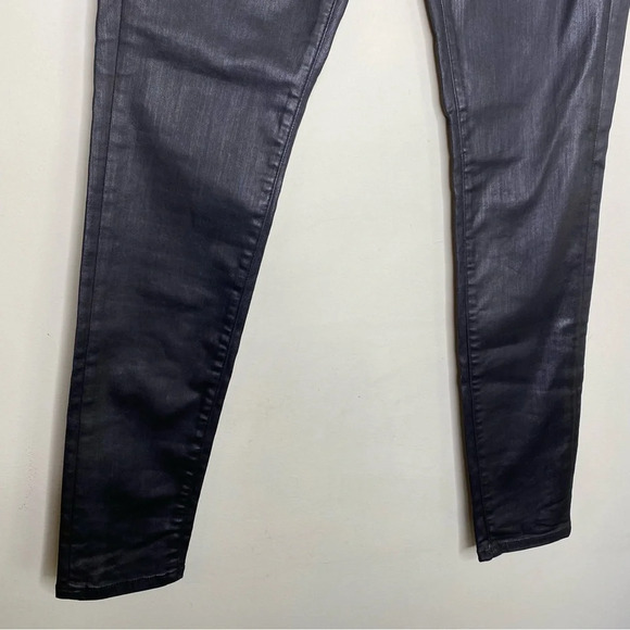 ✨NWT Roberto Cavalli Black Blue Mid Rise Coated Skinny Jeans Women's Size 6 - Picture 7 of 12